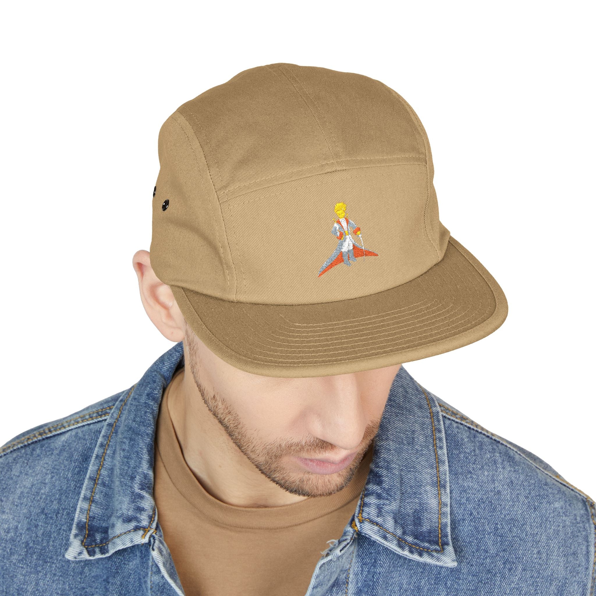Embroidered Little Prince 5-Panel Cap — Classic Beige Cotton