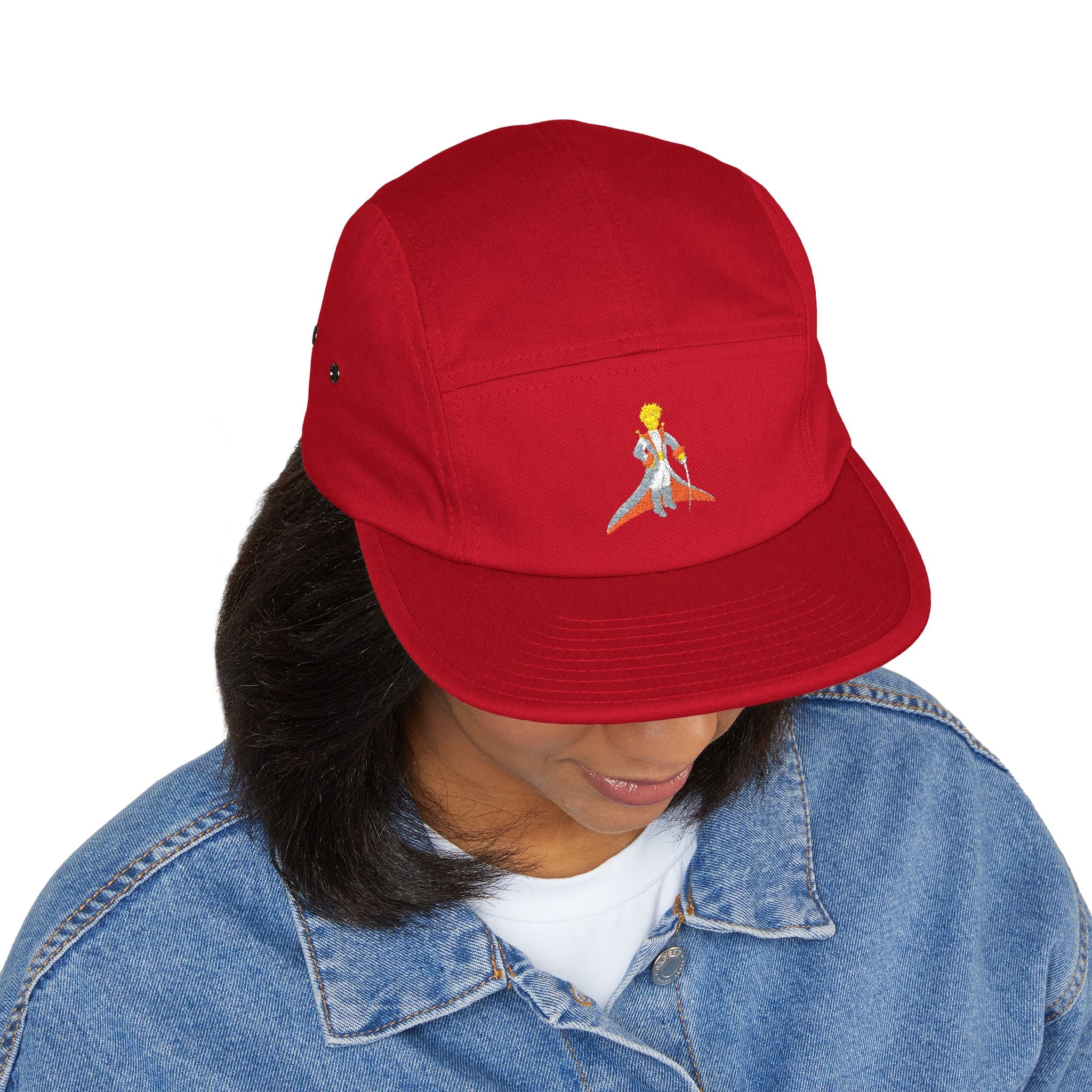 Embroidered Little Prince 5-Panel Cap — Classic Beige Cotton
